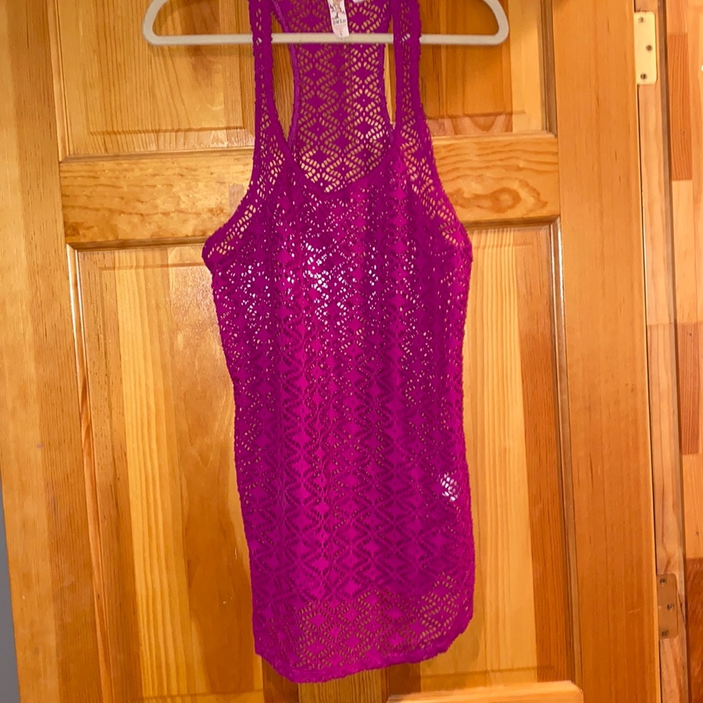 Magenta lace cover up dress